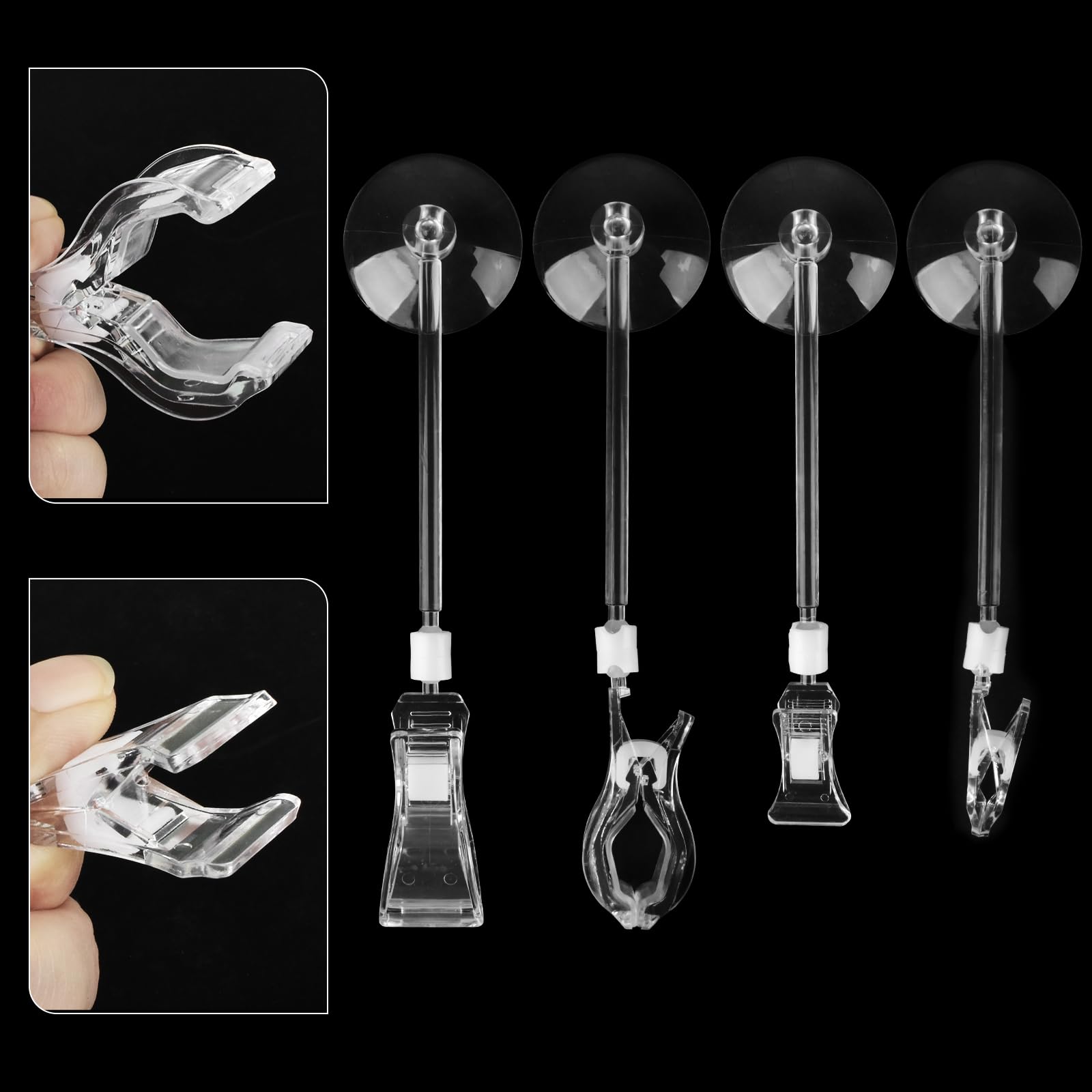 6 Pack Aquarium Suction Cups Clips Aquarium Air Pump Accessories Veggie Clips Fish Tank Clips Suction Cups with Clips Widely Used for Price Tags Signs Poster in Office and Supermarket(Mixed Clips)