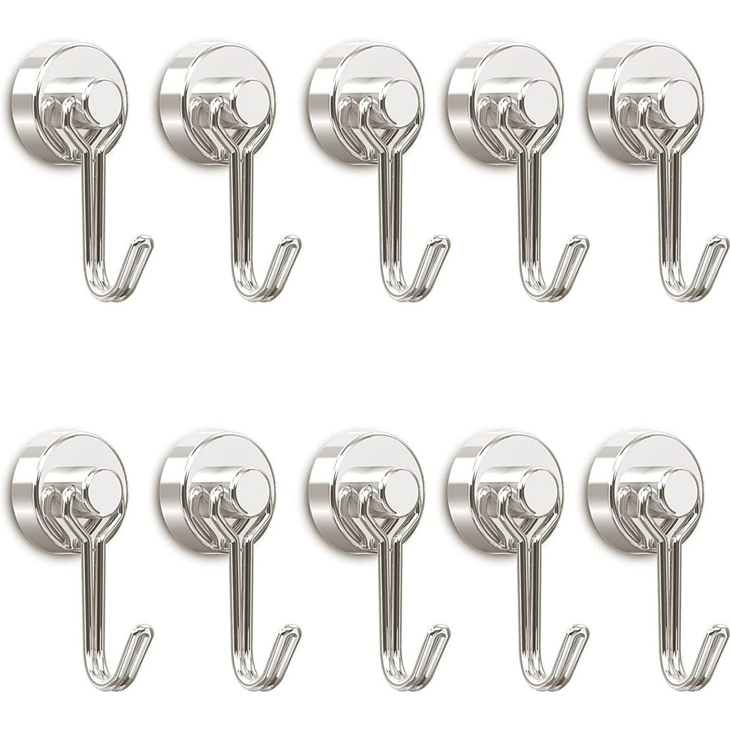 4Pcs 8 Pcs Magnetic Hooks,Heavy Duty 30LBS Neodymium Magnet Hook with Rust Proof for Indoor Outdoor Hanging,Refrige,Grill,Kitchen,Key Holder Silver