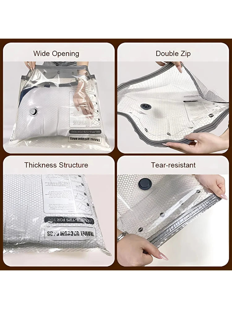 Cordless Compression Travel Vacuum Set 6 Pack Vacuum Bags With Rechargeable Air Pump For Clothes Blankets Down Jackets Luggage