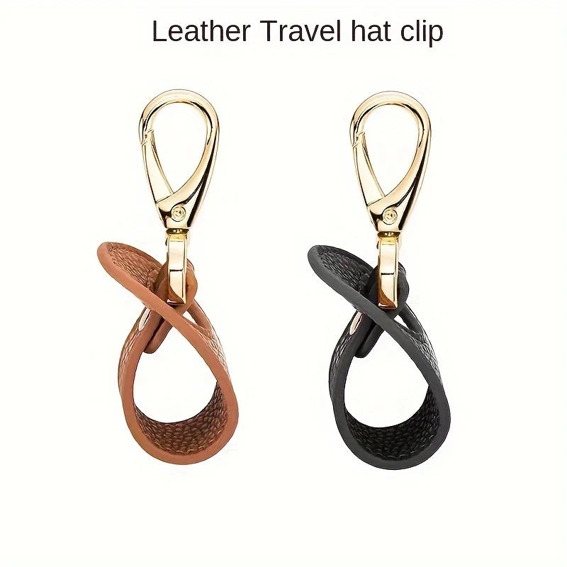 Travel Hat Clip Leather Simple Golf Baseball Hat Clip Summer Hat Strap Towel Glove Storage Wallet Buckle Hands-Free Latch Clips