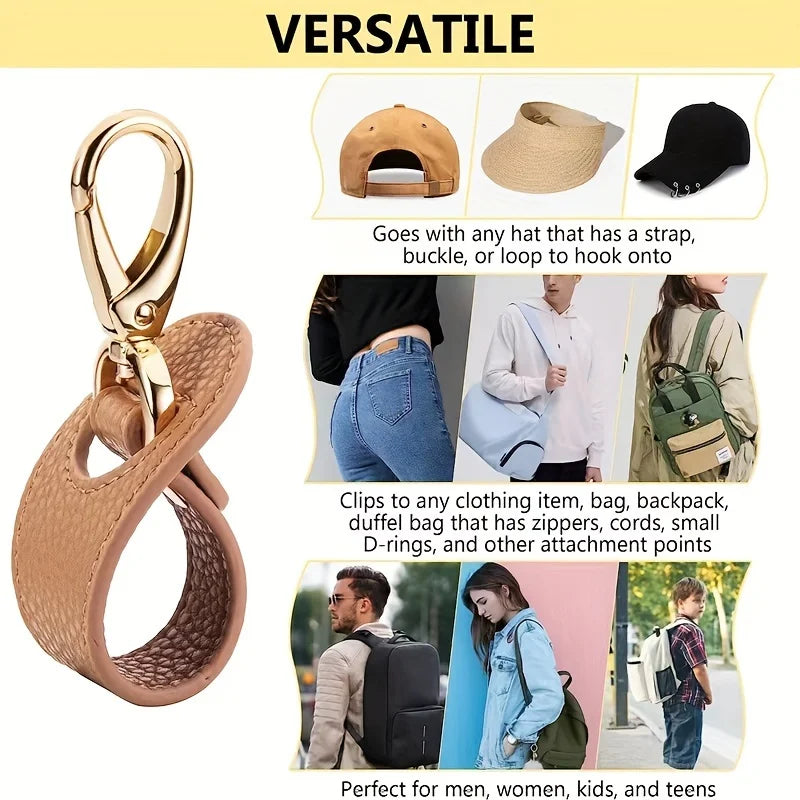 Travel Hat Clip Leather Simple Golf Baseball Hat Clip Summer Hat Strap Towel Glove Storage Wallet Buckle Hands-Free Latch Clips