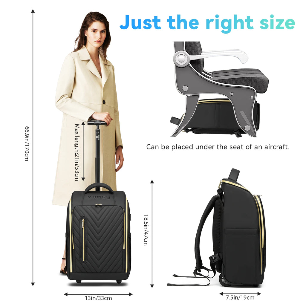 Travel Trolley Rolling backpacks for Man Wheeled backpack On Wheels luggage Rolling Bag for Boardable 15.6in Laptop Bag with USB