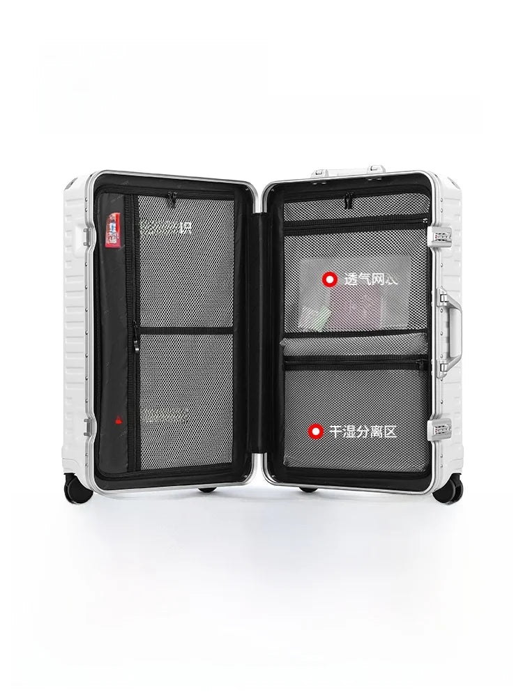 Roaming 2026 New Aluminum Frame Suitcase Fashion Hardshell Travel Bag for Men And Women 20 Inch Carry-On Luggage