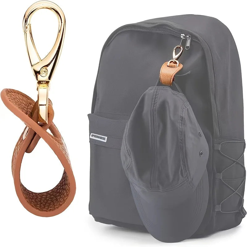 Travel Hat Clip Leather Simple Golf Baseball Hat Clip Summer Hat Strap Towel Glove Storage Wallet Buckle Hands-Free Latch Clips