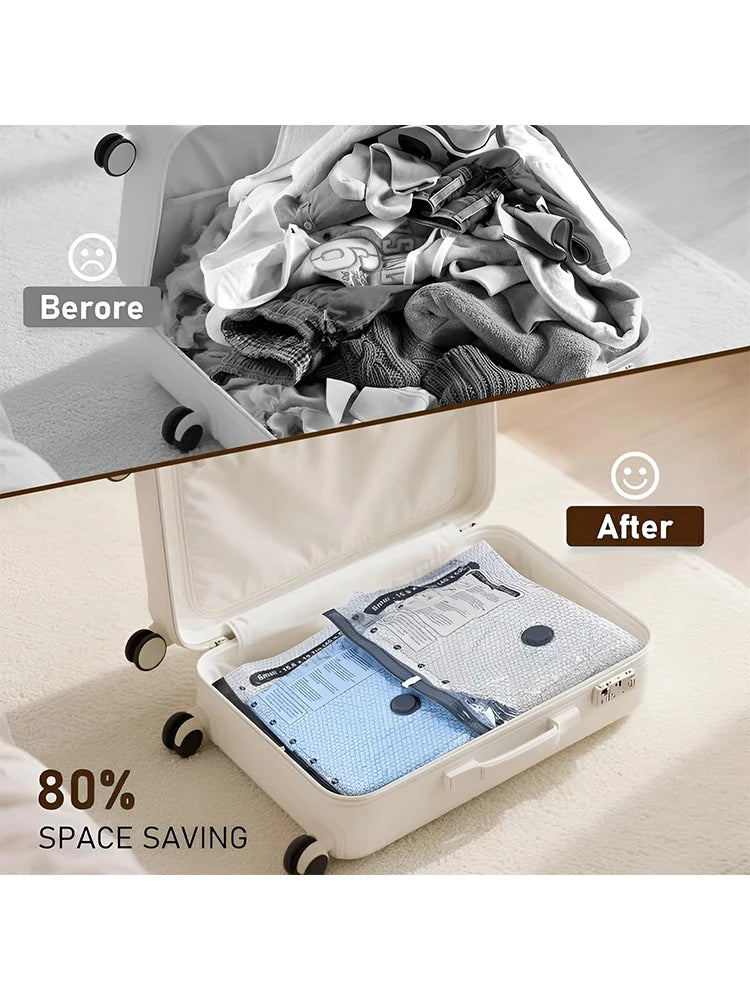 Cordless Compression Travel Vacuum Set 6 Pack Vacuum Bags With Rechargeable Air Pump For Clothes Blankets Down Jackets Luggage