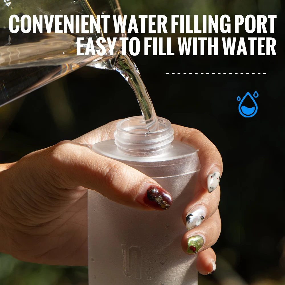 WRELS Folding Collapsible Water Bottle Running Water Bottle Soft Flask TPU BPA-Free Camping Hiking Travel Folding Water Bottle