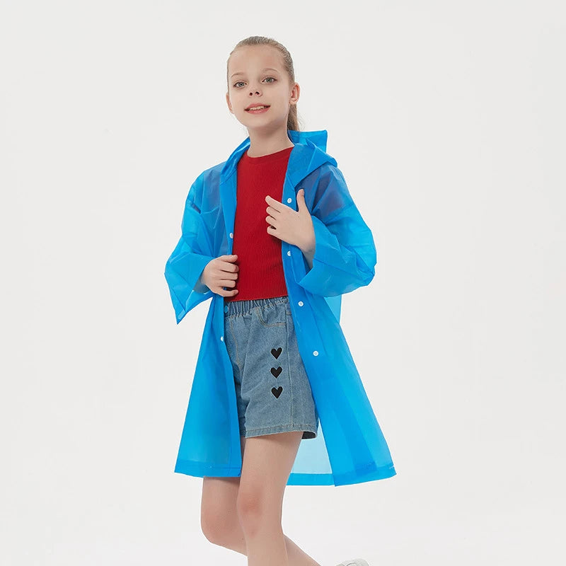 Children Rain Poncho Non-Disposable Travel Rain Gear Coat Outdoor Hiking Accessories Child Raincoat Kids Rainwear Waterproof